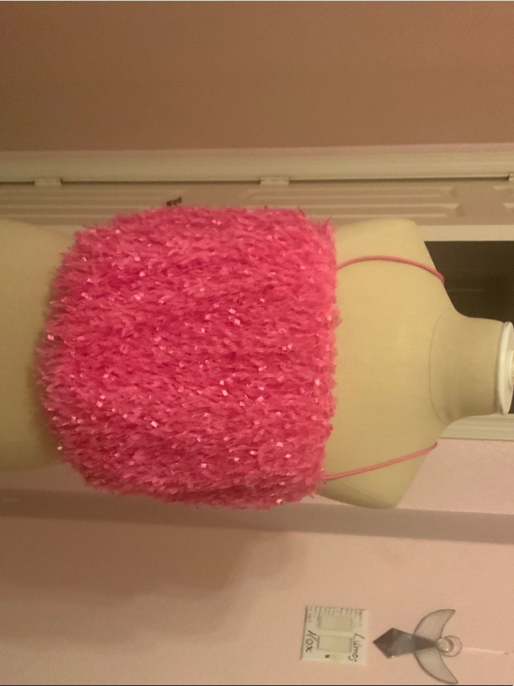 Sunday in Brooklyn Hot Pink Fuzzy Sequin Top